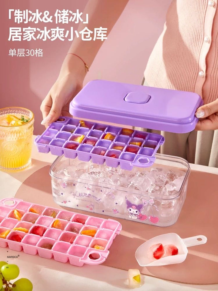 Sanrio Mold Household Food Grade Ice Tray with Lid Storage Box Spoon