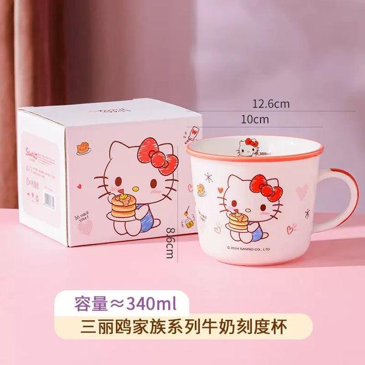 Sanrio Hello Kitty Ceramic Breakfast Cup Water Cup with Scale
