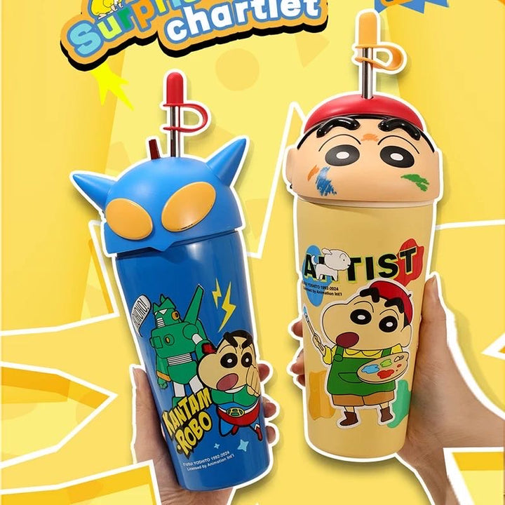 Crayon Shin-chan Series Stainless Steel Thermos Cup Keep Warm Keep Cold Ice Cup 600ml Straw