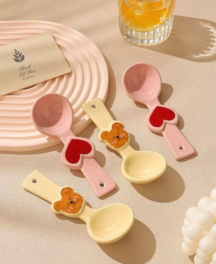 Hand-painted emoBear & Ceramic Soup Spoon