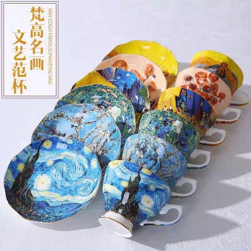 Van Gogh Bone China Cup Saucer Set Various Styles Available