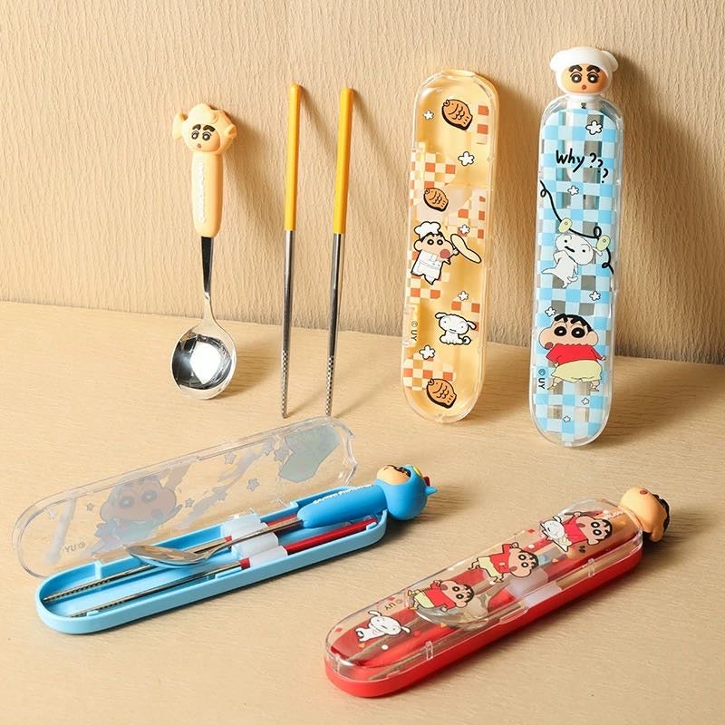 Crayon Shin-chan 304 Stainless Steel Chopsticks Spoon Portable Set
