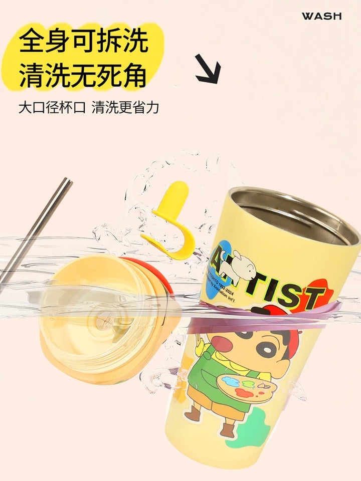 Crayon Shin-chan Series Stainless Steel Thermos Cup Keep Warm Keep Cold Ice Cup 600ml Straw
