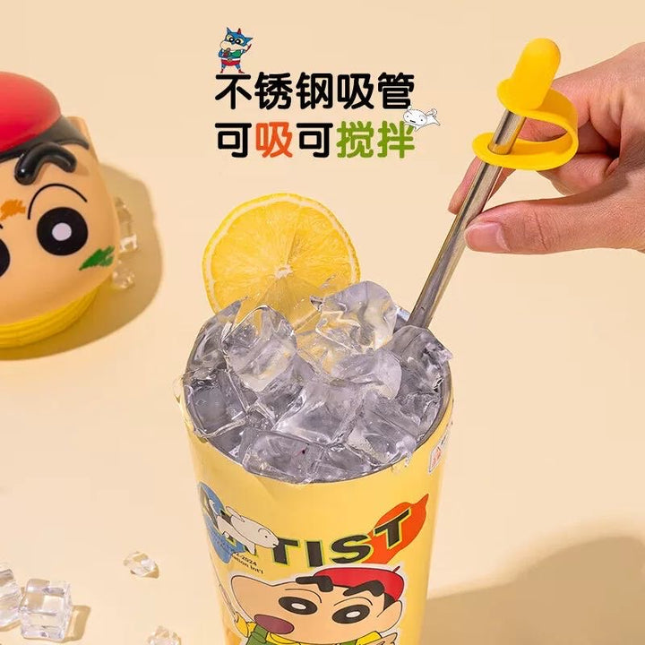 Crayon Shin-chan Series Stainless Steel Thermos Cup Keep Warm Keep Cold Ice Cup 600ml Straw