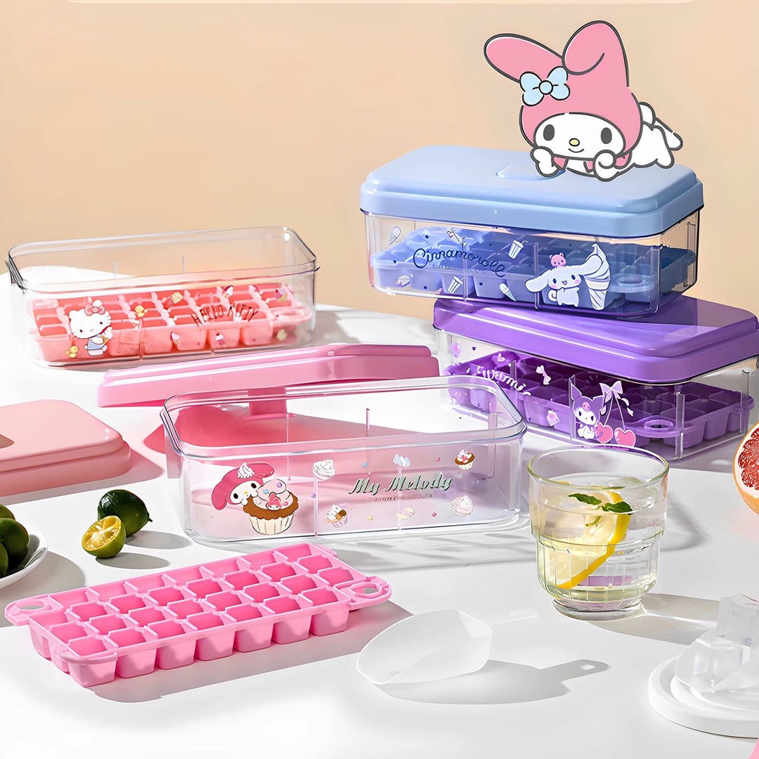 Sanrio Mold Household Food Grade Ice Tray with Lid Storage Box Spoon