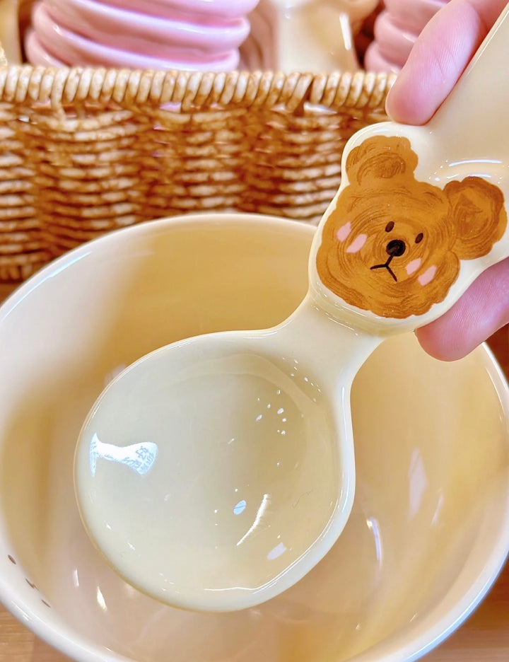 Hand-painted emoBear & Ceramic Soup Spoon