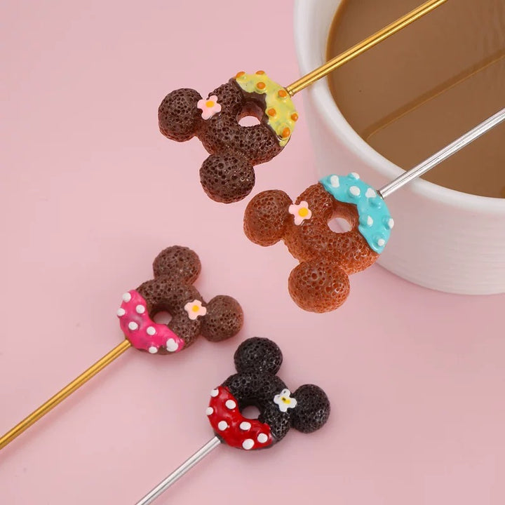 Mickey 304 Stainless Steel Gold Coffee Spoon Fruit Fork 2-Piece Set