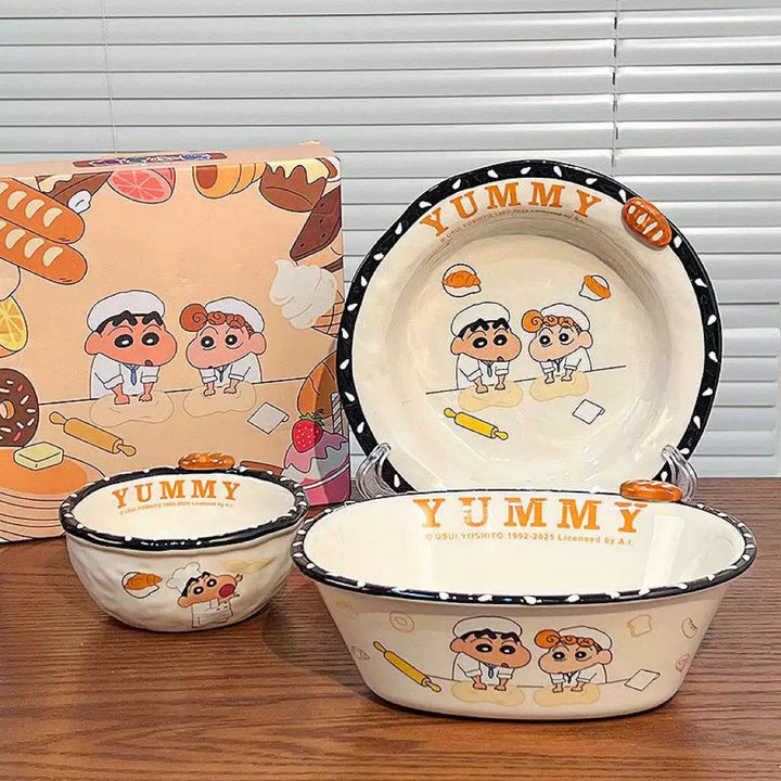 Crayon Shin-chan Ceramic Underglaze Bread Series Tableware Set
