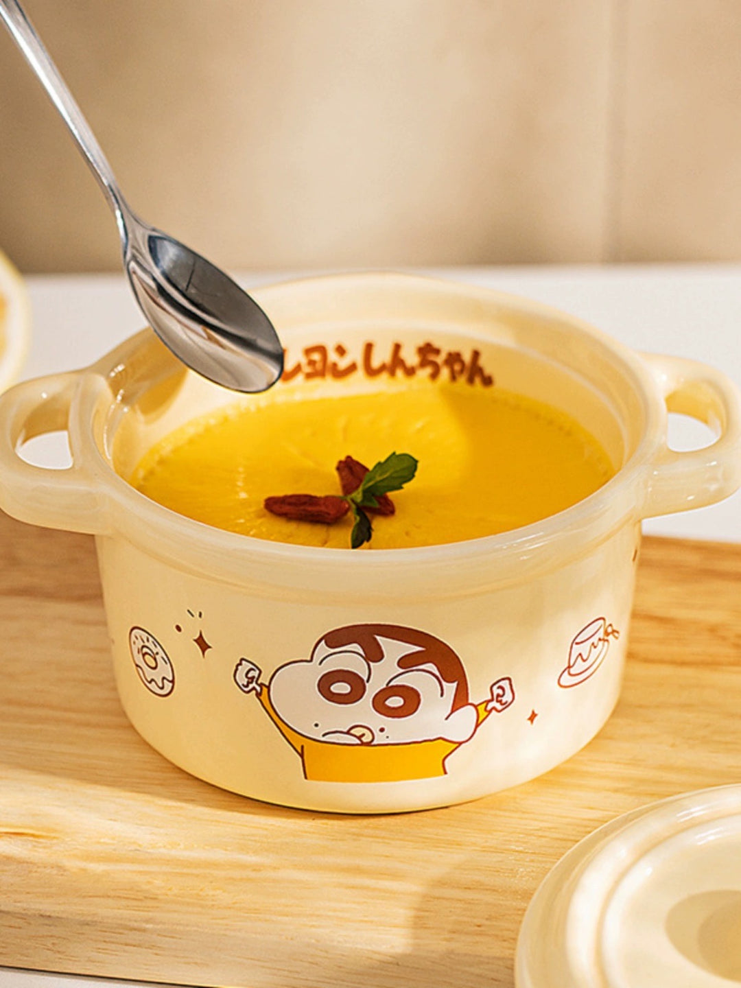 Crayon Shin-chan Double Ear Bowl Stew Cup Bowl with Lid Double Ear Bowl Baby Food Bowl Bowl