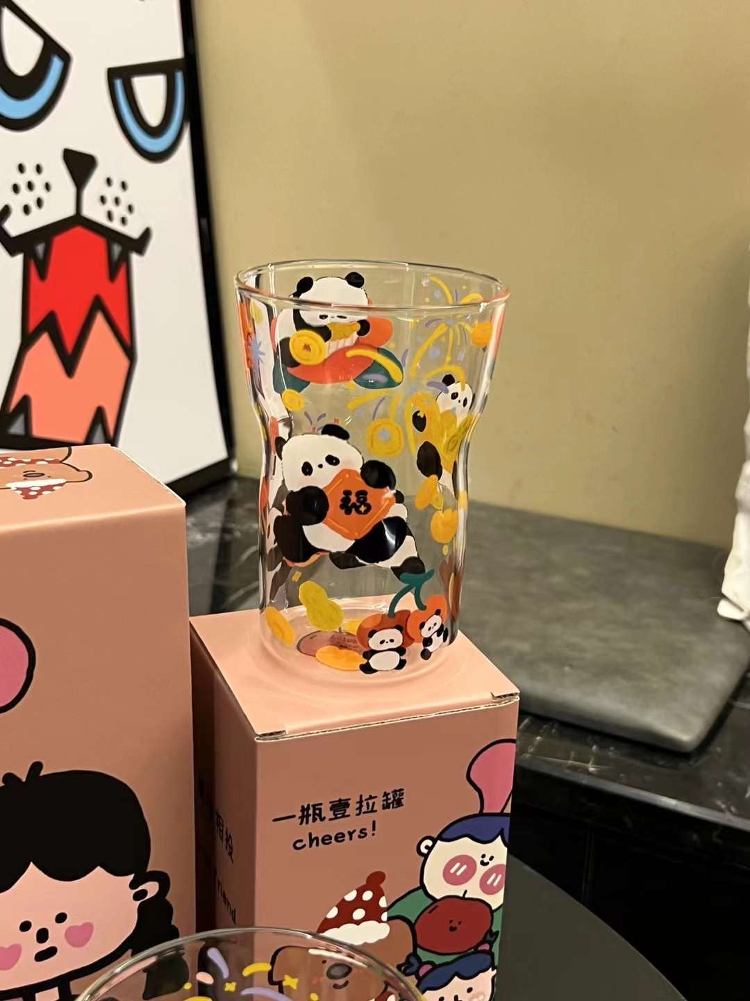 Panda Glass Cup 500ml