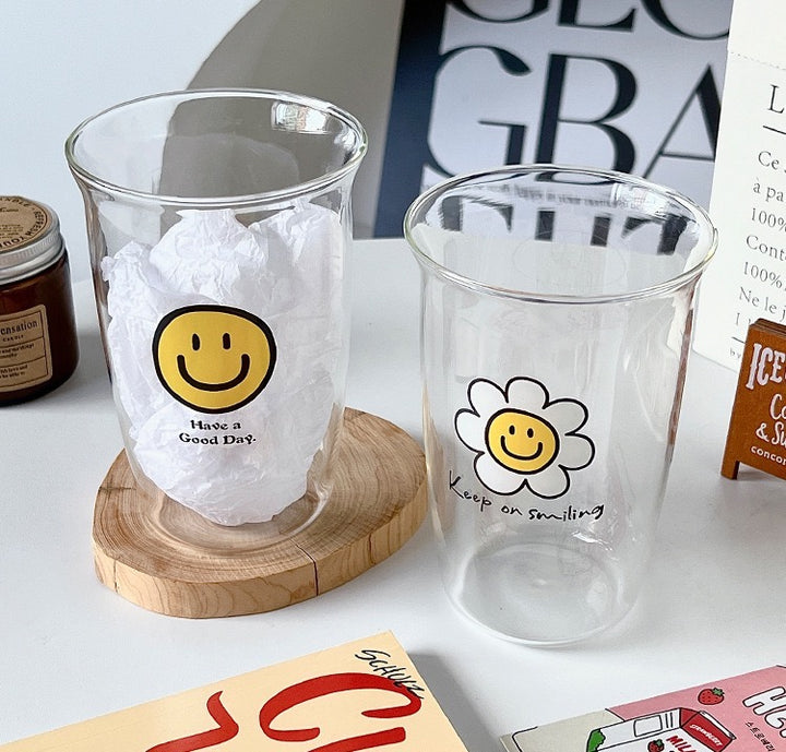 Sunflower Series Glass Water Cup High Borosilicate Heat Resistant Coffee Juice Cup 500ml