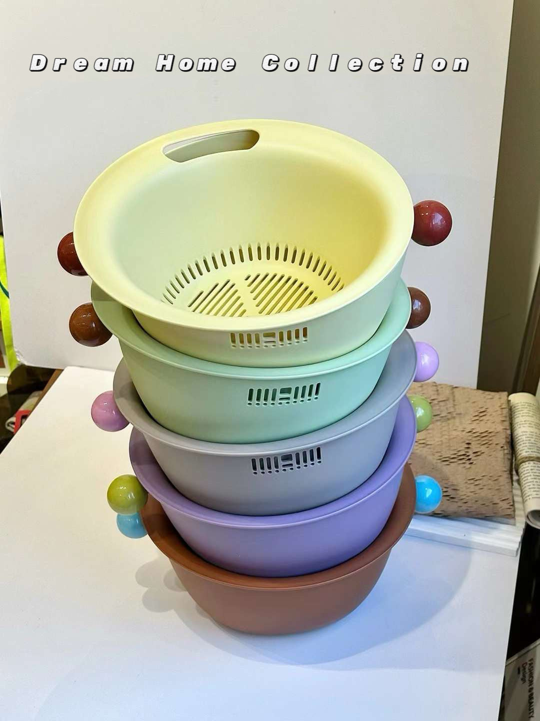 Multifunctional Drain Basket Dopamine Color Block Washing Basin Drain Basket Special Fruit Vegetable Thickened Hanging