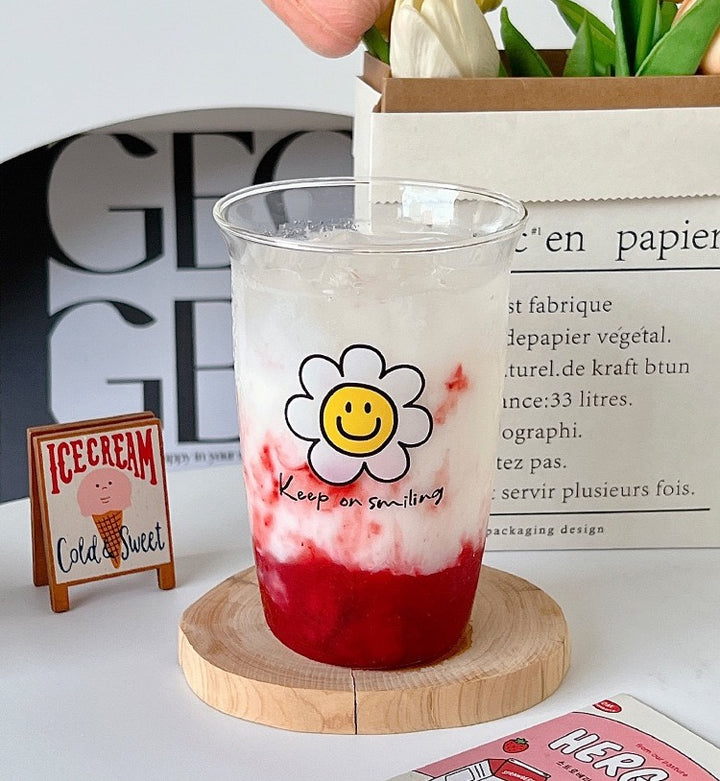 Sunflower Series Glass Water Cup High Borosilicate Heat Resistant Coffee Juice Cup 500ml