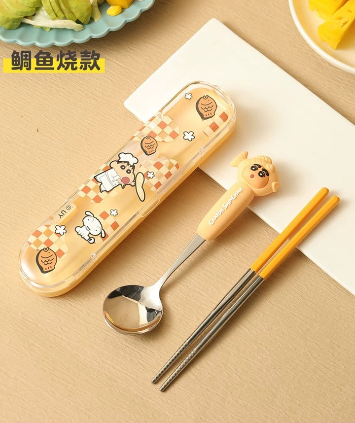 Crayon Shin-chan 304 Stainless Steel Chopsticks Spoon Portable Set