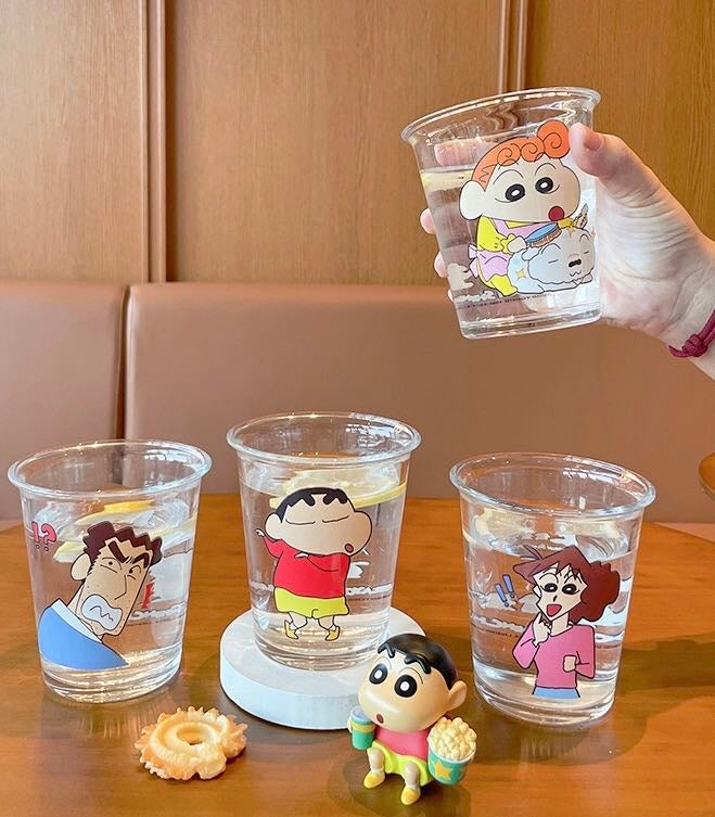 Crayon Shin-chan Glass Cup Heat Resistant Water Cup Set 1 Set 4