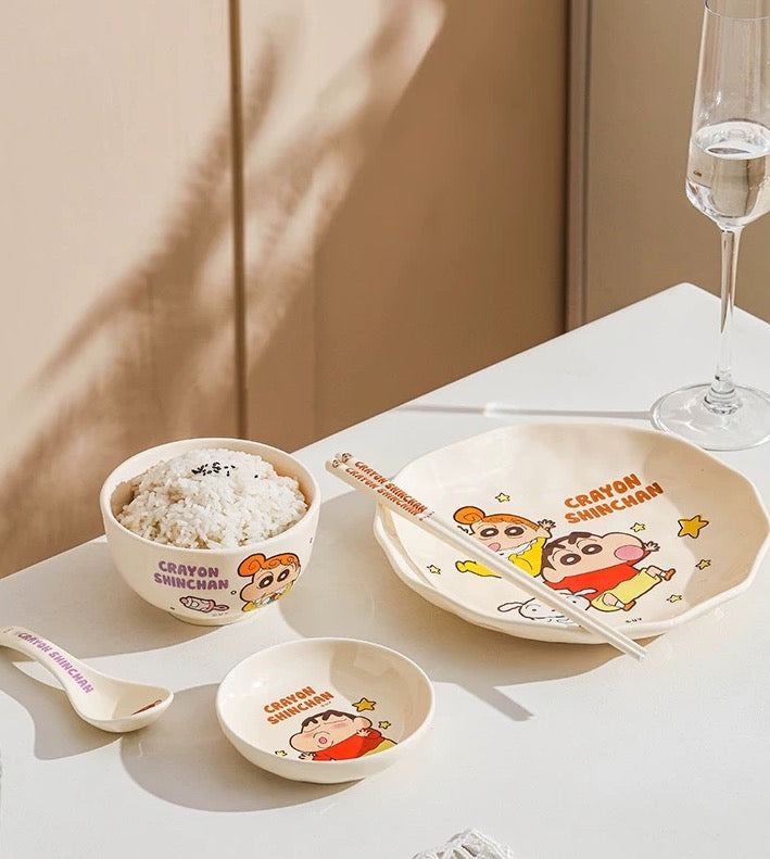 Crayon Shin-chan For One Person 5Ceramic Tableware Set Gift Box