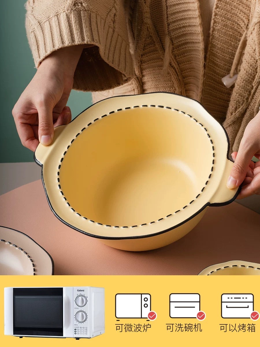 Series Bowl Plate Set Cream Color