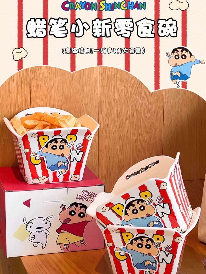 Crayon Shin-chan Popcorn Bucket Bowl Fried Chicken French Fries Bowl Large Capacity Instant Noodle Bowl Snack Bowl Fruit Bowl