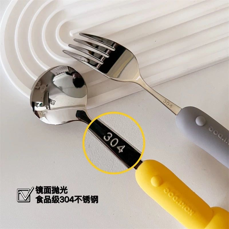 3D3D Husky Stainless Steel Long Handle Spoon +Fork Set