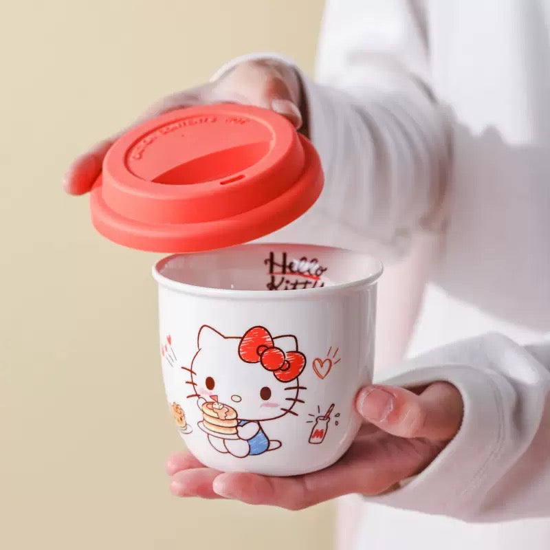 Sanrio Ceramic with Lid Mug Coffee Water Cup Portable Cup