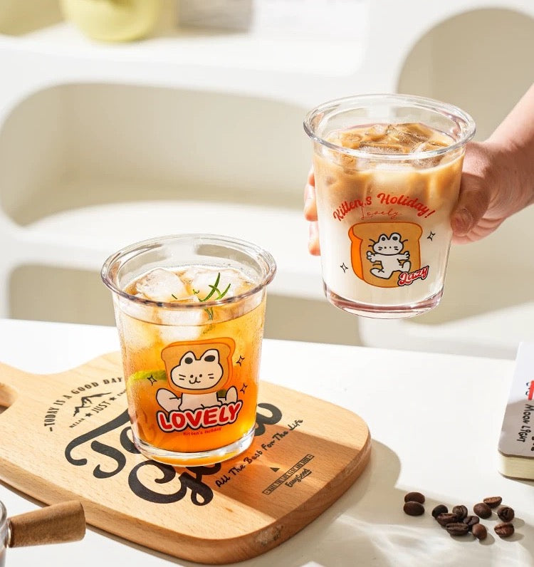 Bread Cat Glass Cup Milk Cup Cold Drink Cup