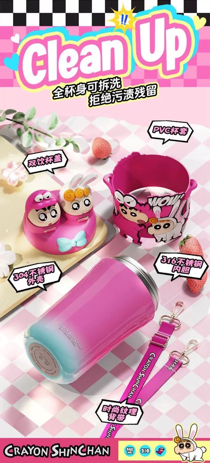 Classic Action Kamen Crayon Shin-chan Thermos Cup 316 Stainless Steel