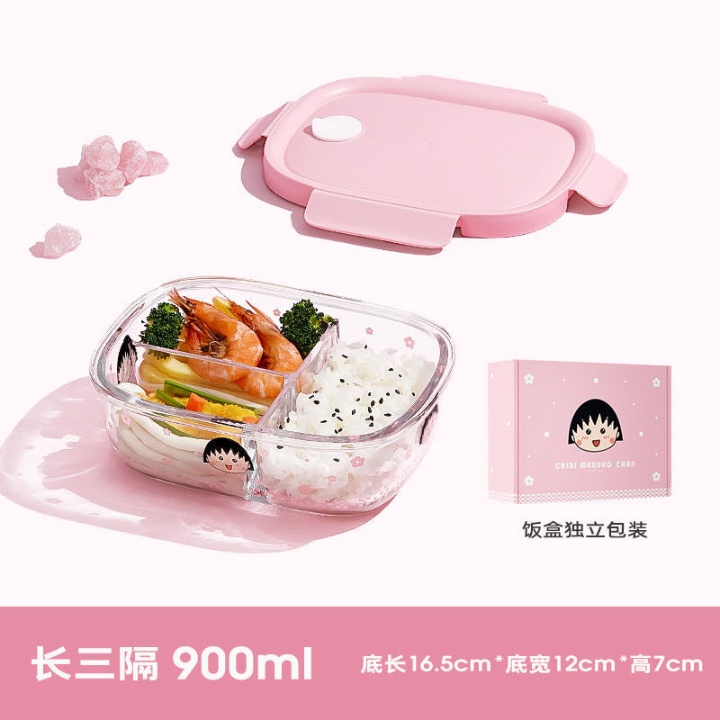 Chibi Maruko-chan Glass Lunch Box /Crisper Fruit Bento Box