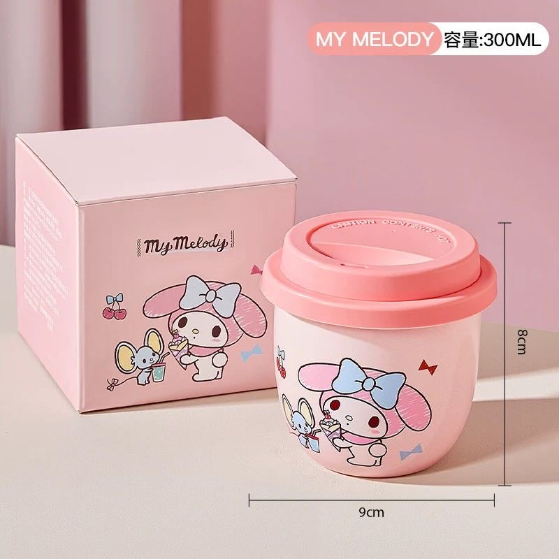 Sanrio Ceramic with Lid Mug Coffee Water Cup Portable Cup