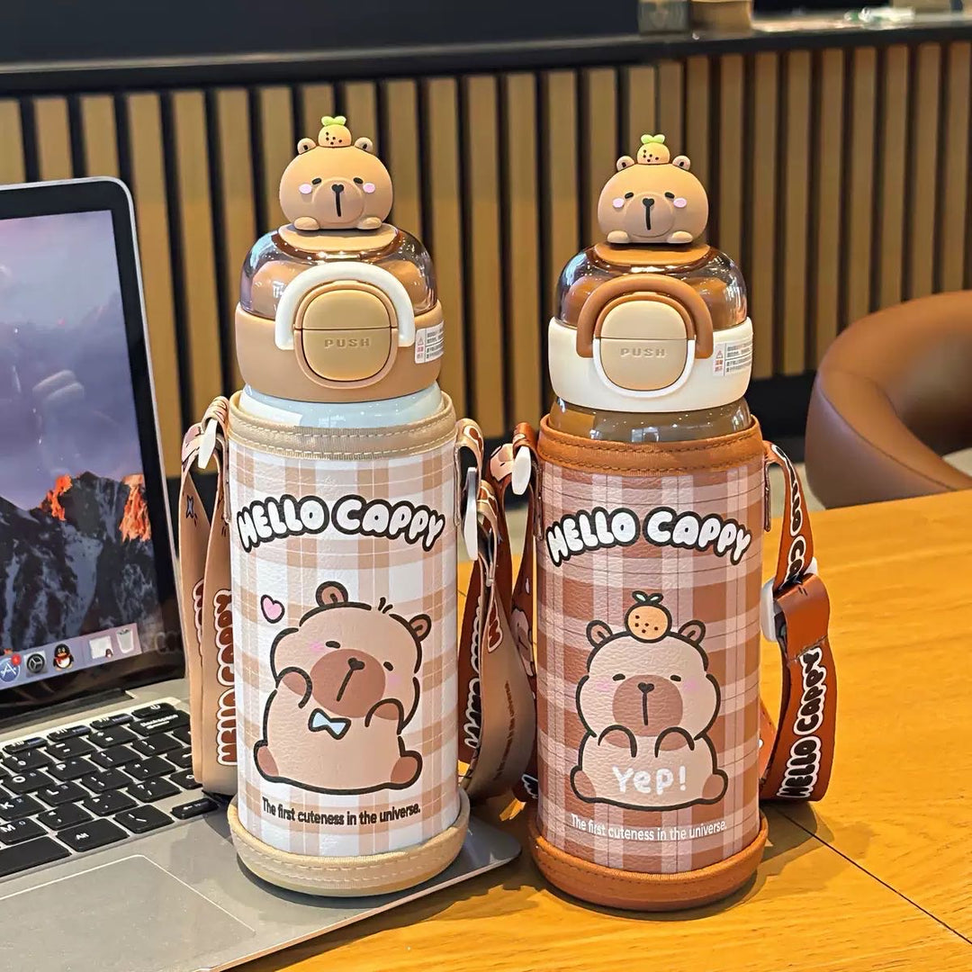 Capybara 316 Stainless Steel Thermos Cup Cup Sleeve Straw Cup Crossbody