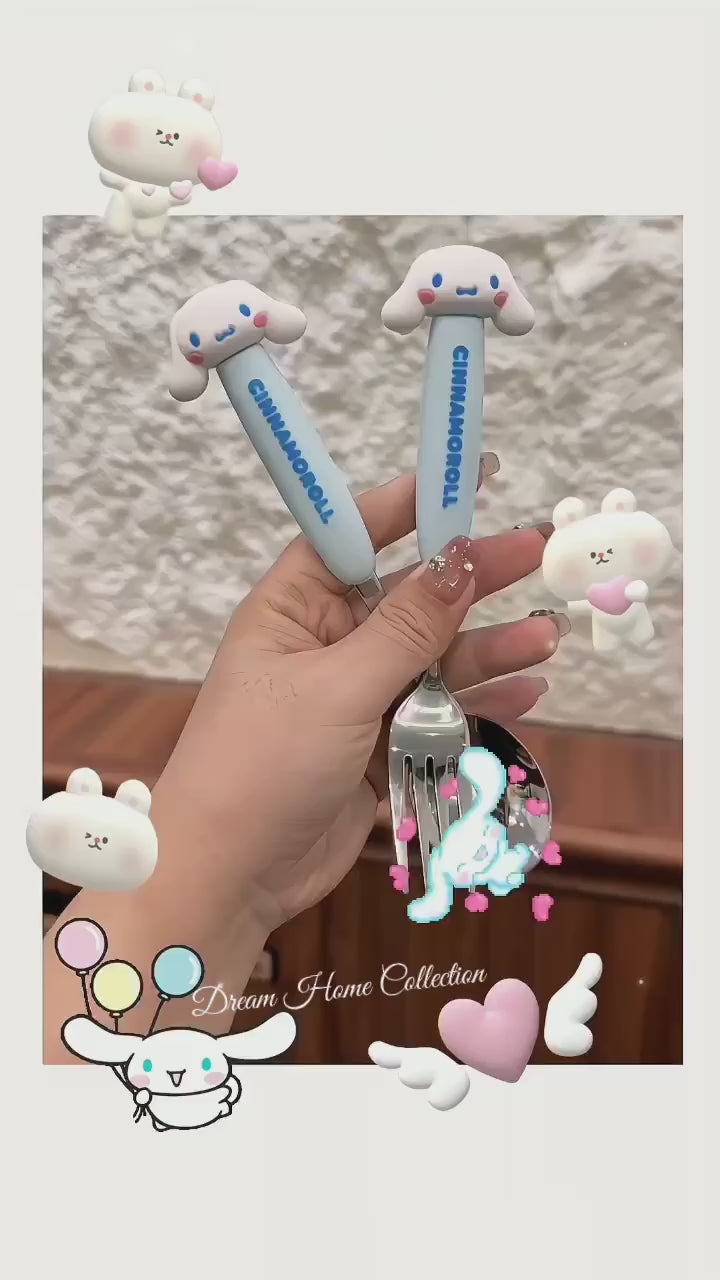 SANRIO | Cute Cartoon Long Handle Fork & Spoon Set