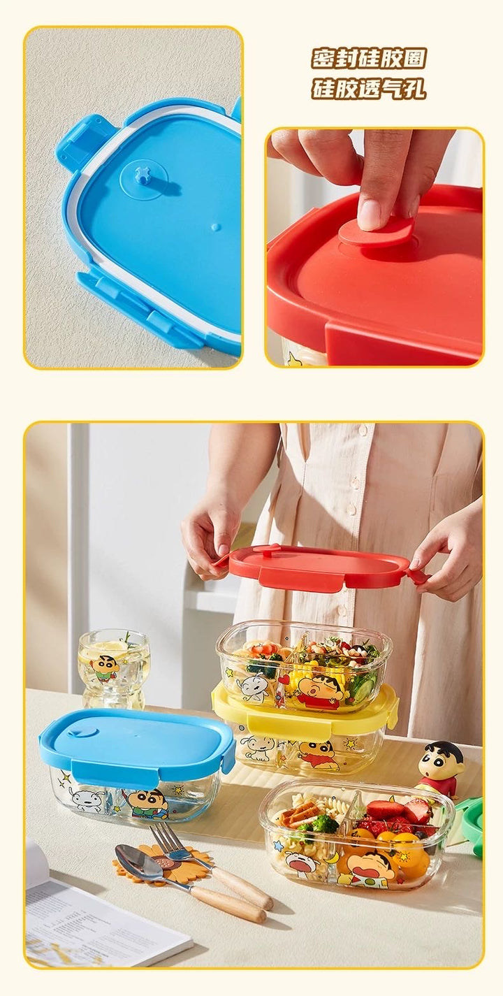 Crayon Shin-chan Glass Lunch Box Compartment Crisper