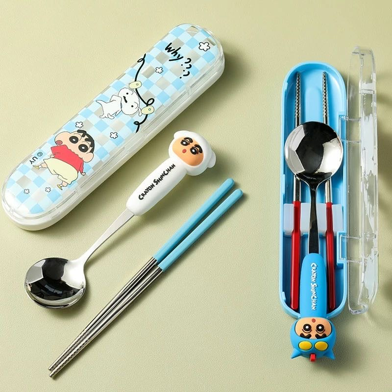 Crayon Shin-chan 304 Stainless Steel Chopsticks Spoon Portable Set