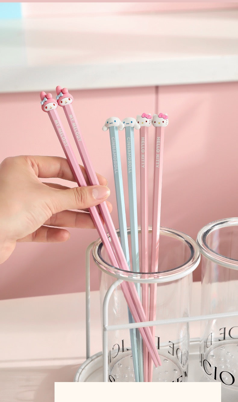 Sanrio Alloy Chopsticks My Melody Cinnamoroll Hello Kitty Anti-mold Anti-slip Chopsticks Individually Packaged