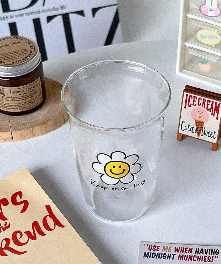 Sunflower Series Glass Water Cup High Borosilicate Heat Resistant Coffee Juice Cup 500ml