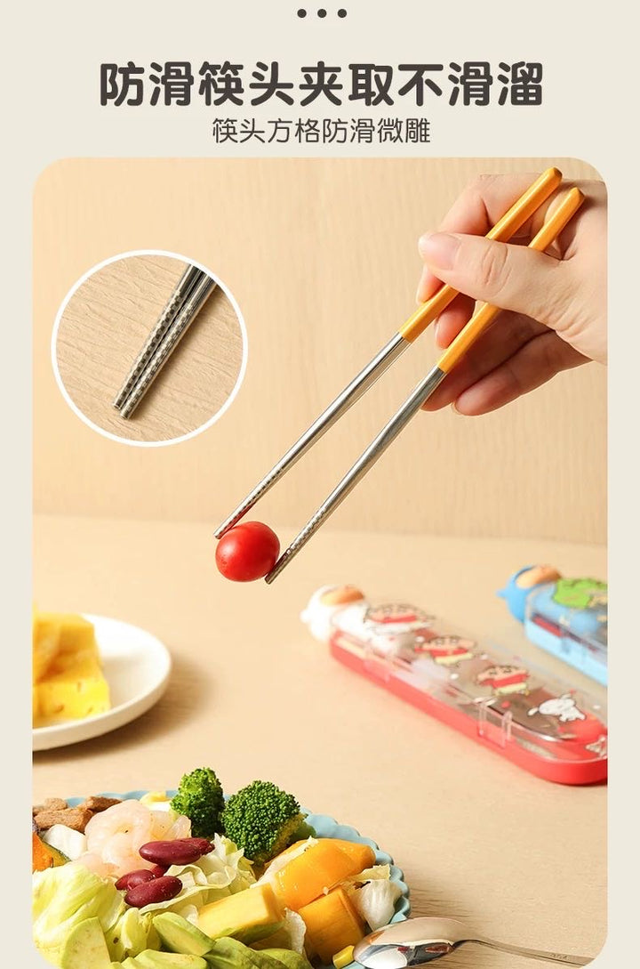 Crayon Shin-chan 304 Stainless Steel Chopsticks Spoon Portable Set