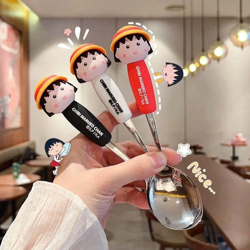 Chibi Maruko-chan Stainless Steel Spoon Fork Set