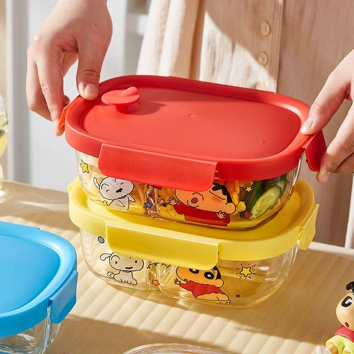 Crayon Shin-chan Glass Lunch Box Compartment Crisper