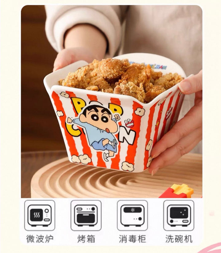 Crayon Shin-chan Popcorn Bucket Bowl Fried Chicken French Fries Bowl Large Capacity Instant Noodle Bowl Snack Bowl Fruit Bowl