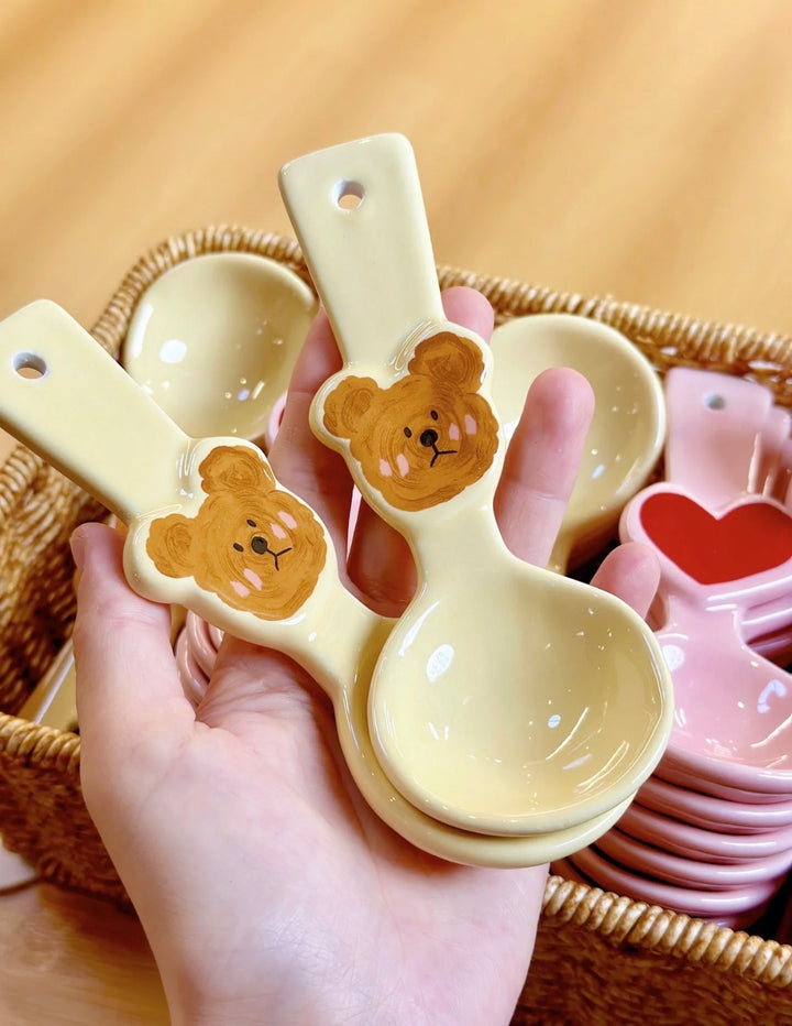 Hand-painted emoBear & Ceramic Soup Spoon
