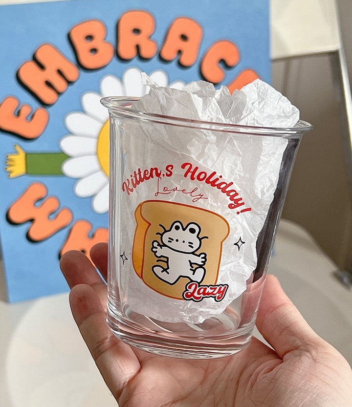 Bread Cat Glass Cup Milk Cup Cold Drink Cup
