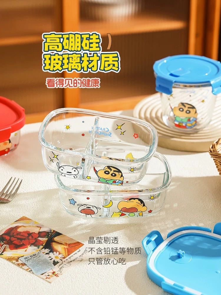 Crayon Shin-chan Glass Lunch Box Compartment Crisper