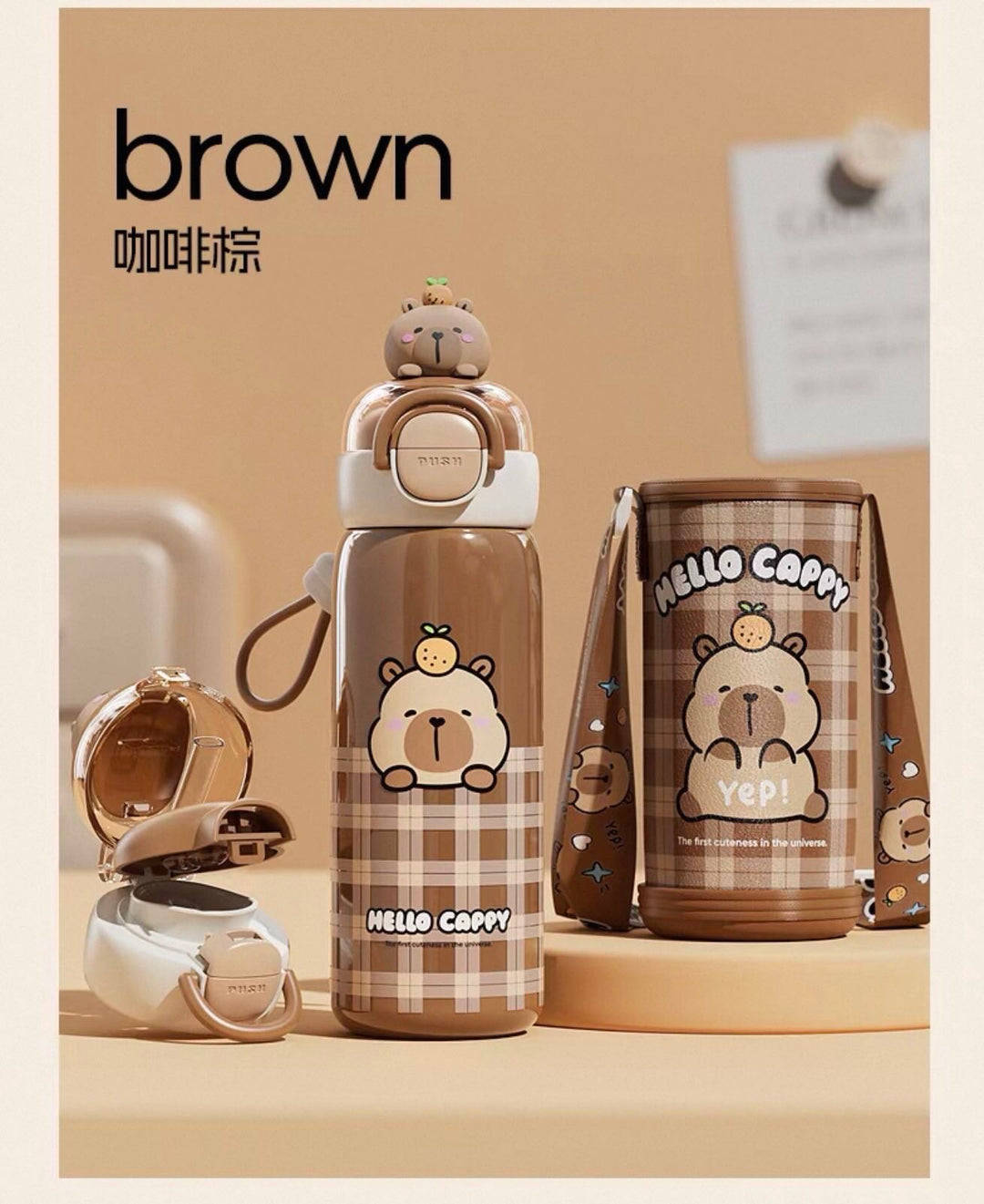 Capybara 316 Stainless Steel Thermos Cup Cup Sleeve Straw Cup Crossbody