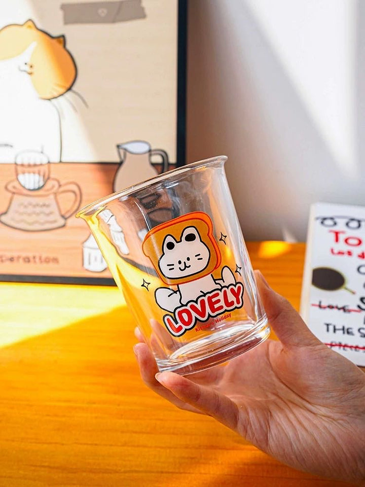 Bread Cat Glass Cup Milk Cup Cold Drink Cup