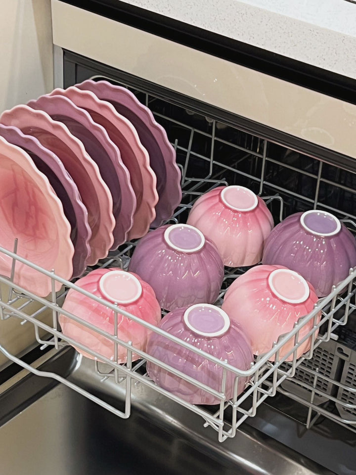 Gradient & Underglaze Ceramic Bowl Plate Tableware For Two People 9/For Four People 17Set