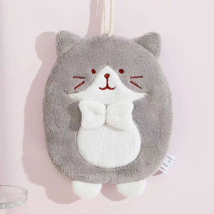 Cute Cat Thickened Water Absorbent Hand Towel Hanging