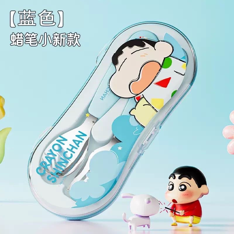 Crayon Shin-chan Portable Spoon & Fork Set (Storage Box ) 304 Stainless Steel Kids Safe