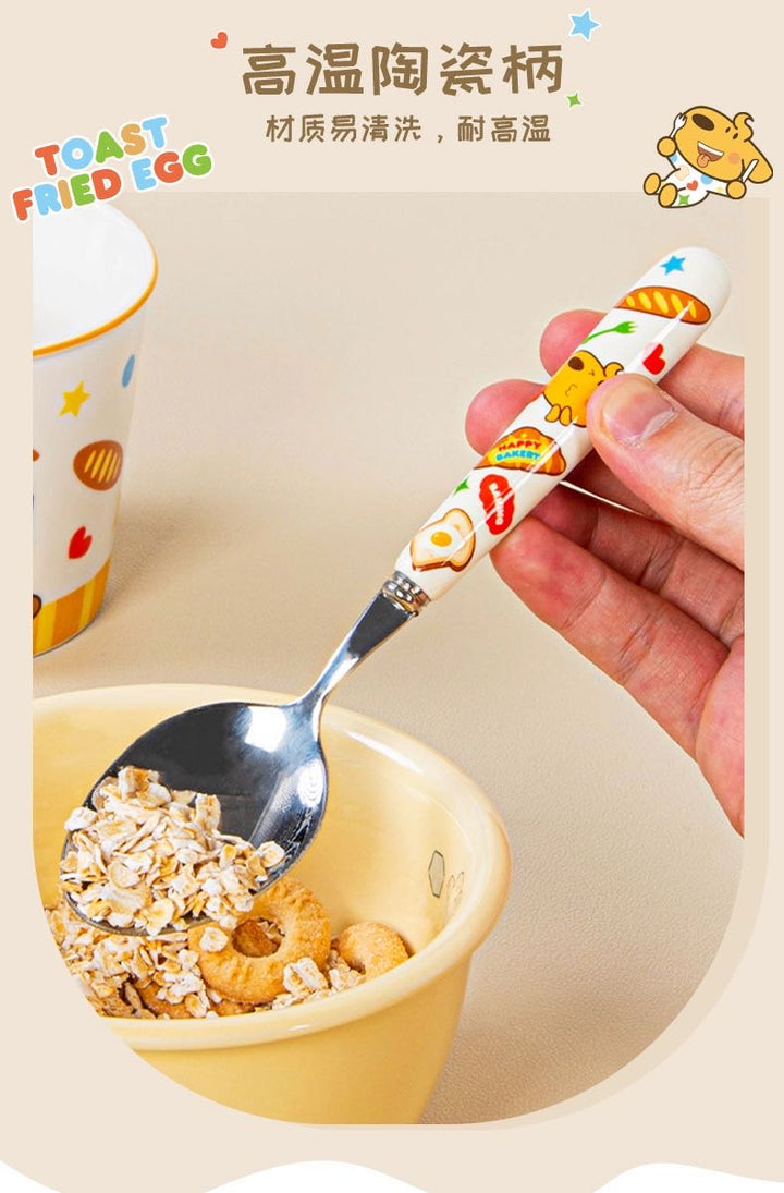 Bread Dog Stainless Steel 304 Portable 3-Piece Set Chopsticks Spoon & Fork