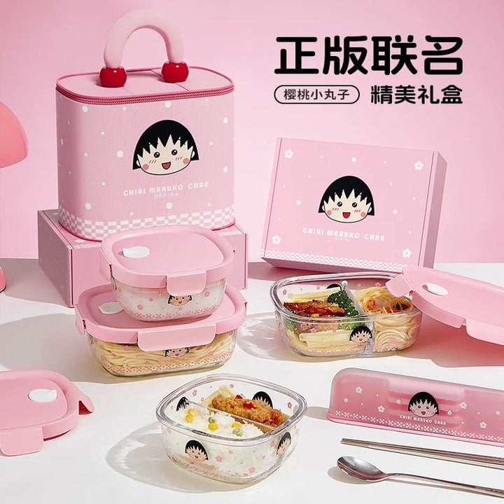 Chibi Maruko-chan Glass Lunch Box /Crisper Fruit Bento Box
