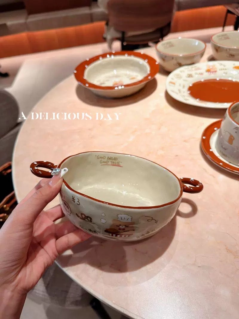 Bread Bear Series Good-looking Underglaze Ceramic Set