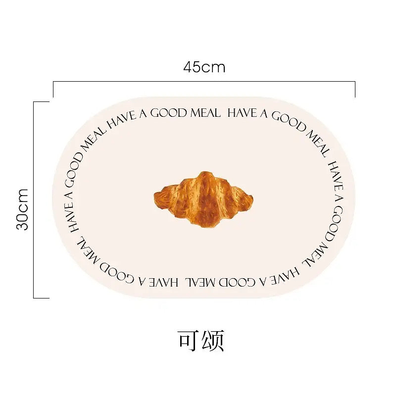 Bread PU Leather Placemat Waterproof Oil-proof Anti-slip Placemat